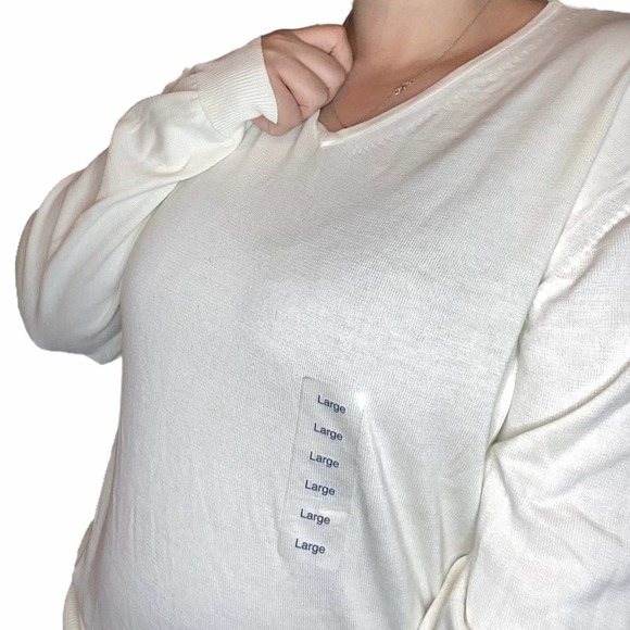 J Ferrar V-Neck Cream Pullover Sweater NEW - Picture 4 of 8